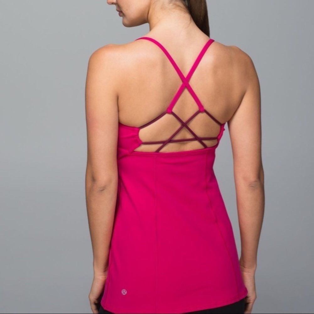 Lululemon 2 built in bra pink tank top.